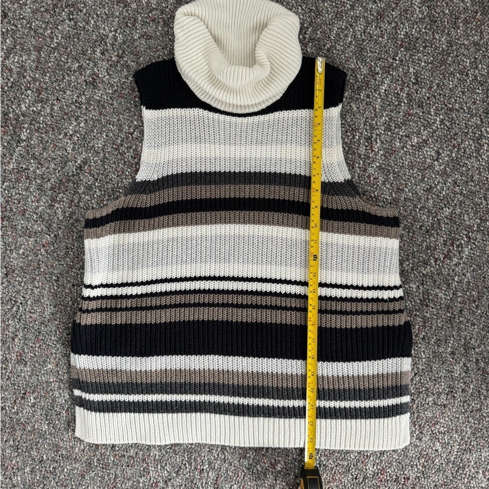 Abercrombie & Fitch Striped Sleeveless Knit Turtleneck 100% Cotton Sweater Mediu